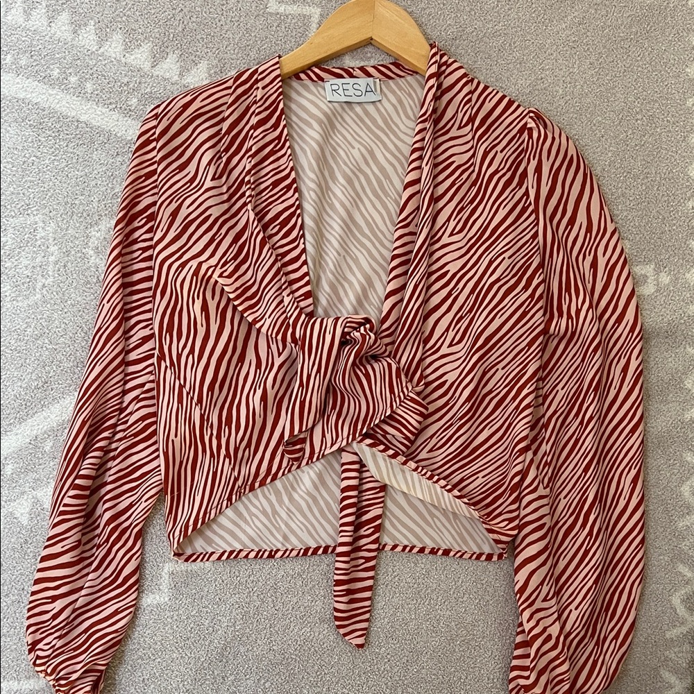 RESA Red and White Zebra Print Blouse